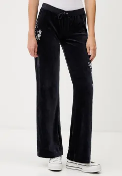 Juicy Couture pantaloni de trening din velur culoarea bleumarin, cu imprimeu, JCGBJ225010 imagine