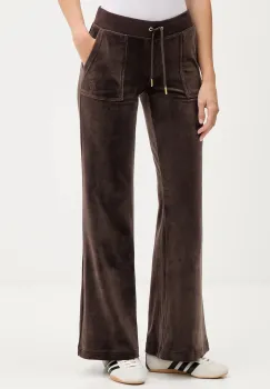 Juicy Couture pantaloni de trening din velur culoarea maro, uni, JCSEBJ001G.193 imagine