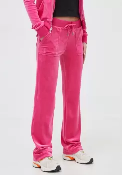 Juicy Couture pantaloni de trening din velur culoarea roz, neted imagine