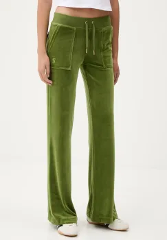 Juicy Couture pantaloni de trening din velur culoarea verde, uni, JCSEBJ001G imagine