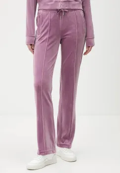 Juicy Couture pantaloni de trening din velur culoarea violet, cu imprimeu, JCWBJ225307 imagine