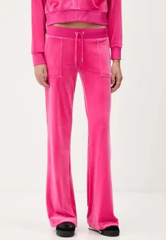 Juicy Couture pantaloni de trening din velur Layla culoarea roz, uni, JCSEBJ001 imagine