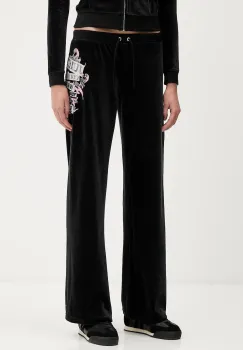Juicy Couture pantaloni de trening din velur Wrap You Up culoarea negru, cu imprimeu, JCNBJ126452 imagine