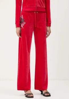 Juicy Couture pantaloni de trening din velur Wrap You Up culoarea rosu, cu imprimeu, JCNBJ126452 imagine
