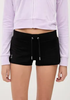 Juicy Couture pantaloni scurti BOOTY SHORT culoarea negru, cu imprimeu, high waist, JCWHS225303 imagine