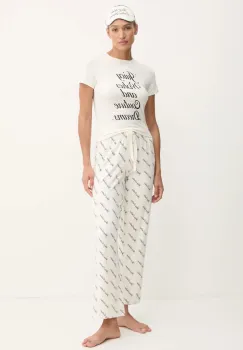 Juicy Couture pijama JUICY WISHES SHORTSLEEVE PYJAMA SET femei, culoarea bej, JCLPJ125663 imagine