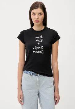 Juicy Couture tricou PEACE LOVE AND JUICY HILTON T-SHIRT culoarea negru, JCNCT225458 imagine
