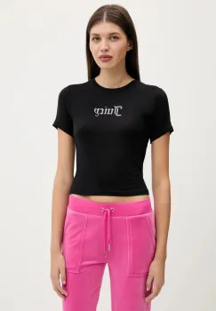 Juicy Couture tricou SHEER FITTED TEE culoarea negru, JCWCT225301 imagine