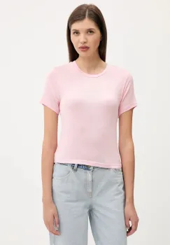 Juicy Couture tricou SHEER FITTED TEE culoarea roz, JCWCT225301 imagine