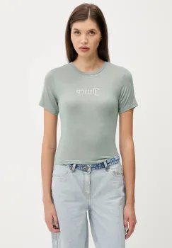 Juicy Couture tricou SHEER FITTED TEE culoarea verde, JCWCT225301 imagine