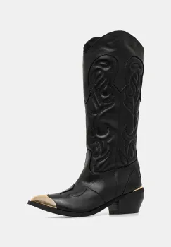 Just Cavalli cizme de piele culoarea negru, cu toc plat, 79RA3S59ZPB20899 imagine