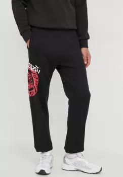 Just Cavalli pantaloni de trening din bumbac culoarea negru, cu imprimeu imagine