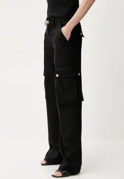 Just Cavalli pantaloni femei, culoarea negru, lat, high waist, 78PAA115 N0463 imagine
