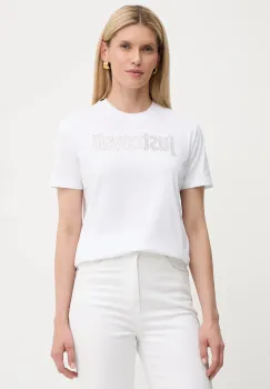 Just Cavalli tricou din bumbac culoarea alb, 79PAHE23 CJ110 imagine