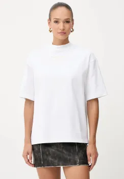 Just Cavalli tricou din bumbac culoarea alb, 79PAHT01 CJ518 imagine
