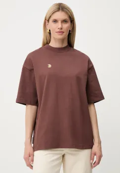 Just Cavalli tricou din bumbac culoarea maro, 79PAHT06 CJ518 imagine