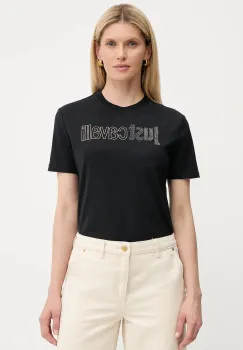 Just Cavalli tricou din bumbac culoarea negru, 79PAHE23 CJ110 imagine
