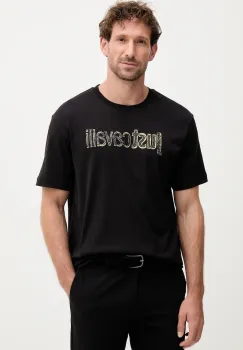 Just Cavalli tricou din bumbac culoarea negru, cu imprimeu, 79OAHT16 CJ500 imagine