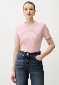 Just Cavalli tricou din bumbac culoarea roz, 78PAHT01 CJ500 imagine