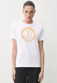 Just Cavalli tricou din bumbac femei, culoarea alb, 78PAHE13 CJ110 imagine