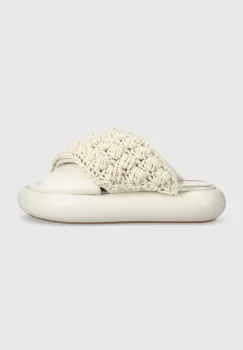 JW Anderson papuci Crochet Twister femei, culoarea bej, cu platforma, ANW42027A imagine