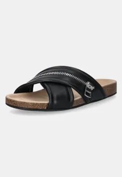 JW Anderson papuci de piele Biker Slide culoarea negru, SN0107 LA0268 999 imagine