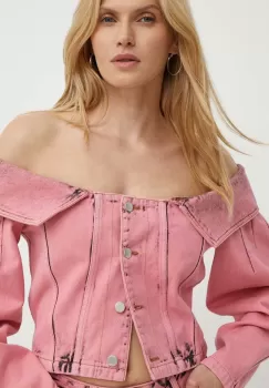 K+LUSHA bluza subtire de blugi femei, culoarea roz, neted, KLMEDUSADF130KLW11 imagine