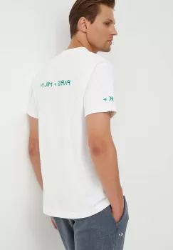 K+LUSHA tricou din bumbac barbati, culoarea bej, neted, KLFORCO TJ010PX imagine