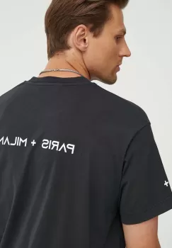 K+LUSHA tricou din bumbac barbati, culoarea negru, neted, KLFORCO TJ010PX imagine