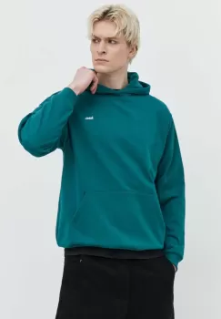 Kaotiko bluza culoarea verde, cu gluga, neted imagine