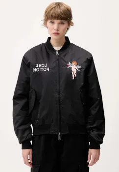 Kaotiko geaca bomber culoarea negru, de tranzitie, oversize, AR005-01-E002 imagine