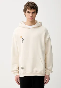 Kaotiko hanorac de bumbac culoarea bej, cu gluga, cu imprimeu, AR026-01S-M002 imagine