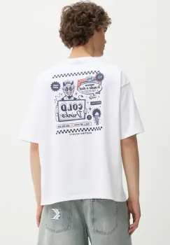Kaotiko tricou din bumbac culoarea alb, cu imprimeu, AQ053-01S-G002 imagine