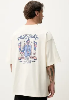 Kaotiko tricou din bumbac culoarea bej, cu imprimeu, AQ052-01S-G002 imagine