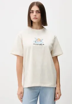 Kaotiko tricou din bumbac culoarea bej, cu imprimeu, AR013-01S-G002 imagine