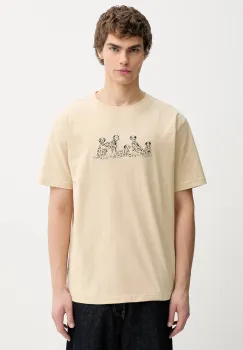 Kaotiko tricou din bumbac culoarea bej, cu imprimeu, AR054-01-G002 imagine