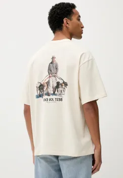 Kaotiko tricou din bumbac culoarea bej, cu imprimeu, AR055-01S-G002 imagine