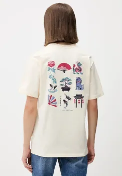 Kaotiko tricou din bumbac culoarea bej, cu imprimeu, AR080-01-G002 imagine