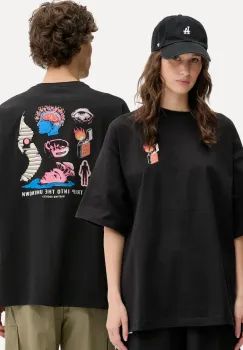 Kaotiko tricou din bumbac culoarea negru, cu imprimeu, AQ092-01-G002 imagine