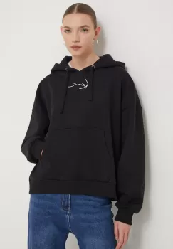 Karl Kani bluza femei, culoarea negru, cu gluga, cu imprimeu imagine