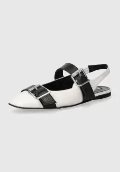 Karl Lagerfeld balerini de piele KONNIE culoarea alb, cu toc deschis, KL40186 imagine