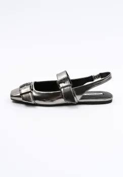 Karl Lagerfeld balerini de piele KONNIE culoarea argintiu, cu toc deschis, KL40186A imagine