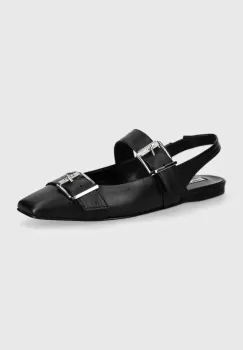 Karl Lagerfeld balerini de piele KONNIE culoarea negru, cu toc deschis, KL40186 imagine