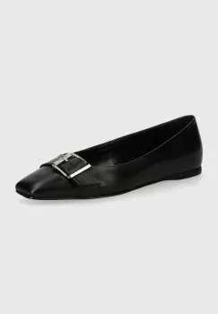 Karl Lagerfeld balerini de piele KONNIE culoarea negru, KL40184 imagine