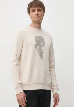 Karl Lagerfeld bluza barbati, culoarea bej, cu imprimeu imagine