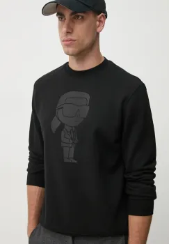 Karl Lagerfeld bluza barbati, culoarea negru, cu imprimeu imagine