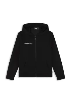 Karl Lagerfeld bluza copii culoarea negru, cu gluga, cu imprimeu, Z30258 imagine