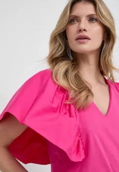 Karl Lagerfeld bluza din bumbac culoarea roz, neted imagine