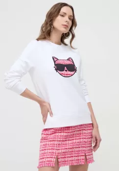 Karl Lagerfeld bluza femei, culoarea alb, cu imprimeu imagine
