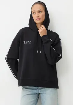 Karl Lagerfeld bluza femei, culoarea negru, cu gluga, cu imprimeu, 246W2109 imagine